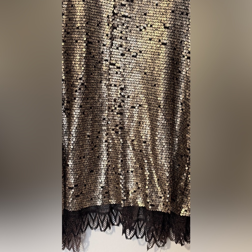 Free People Metallic Gold Sequin long Sleeve Jacket Womens SP - Picture 8 of 9